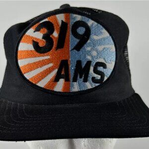 Vintage 319 AMS Mesh Snapback Black Trucker Hat Cap Patch USA Air Force Military